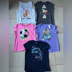 Assorted Girls Graphic Tanks/Tshirts Size 14/16 - Lot of 5